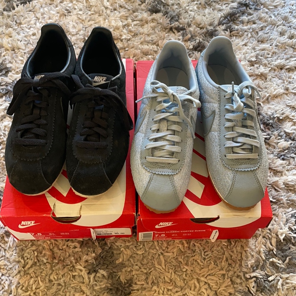 EUC Nike Cortez SZ 7.5w - baby blue and black